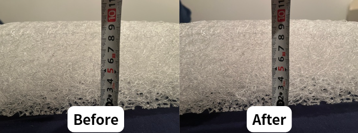 ブレインスリープピロー
使用前後高さbefore→after
9.7cm→9.7cm